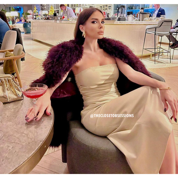 ZARA Blogger Fave Strapless Satin Midi Dress NWT Champagne Beige - Picture 8 of 16